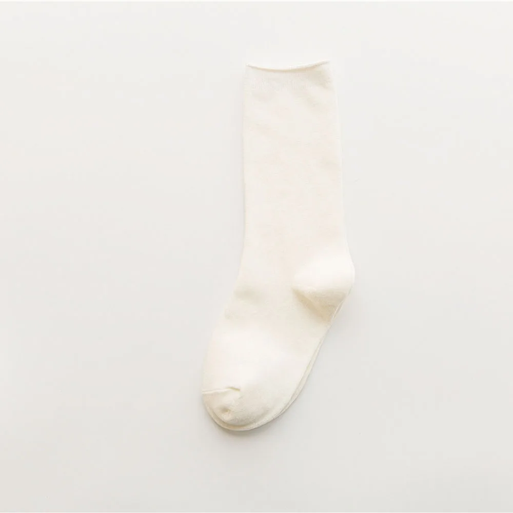 1Pair New Autumn Winter Wear Heap socks Cute Cotton Solid Color School Style Long Soft Piles Socks Edge Curl Socks For Women - Цвет: white