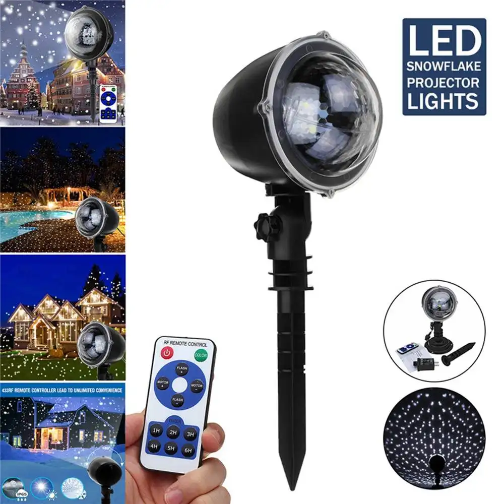 

5W 4 LED Mini Snowflake Christmas Projector Snowfall LED Light Landscape Outdoor Light Decor AC85-240V US Plug