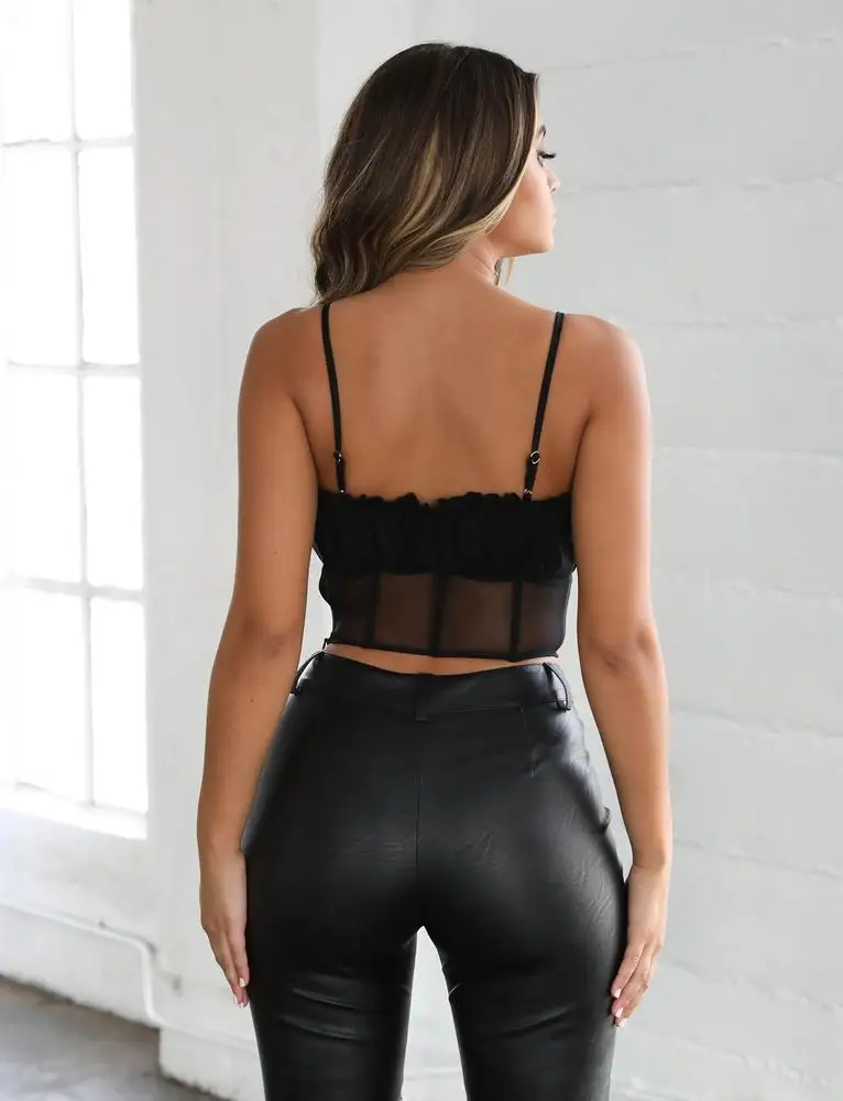 Горячая Для женщин пикантные летние шифон Boob Bralet Cami Повседневное укороченный топ без рукавов с открытой спиной, топ-труба