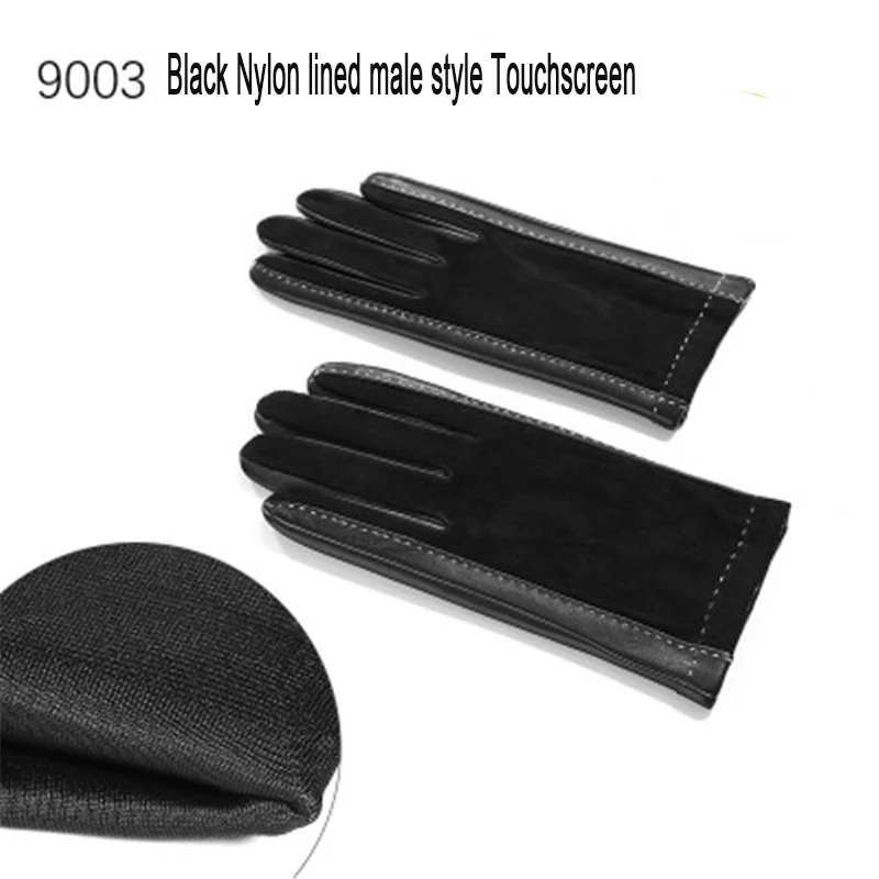 men black touch Перчатки из натуральной кожи для мужчин и женщин на осень и зиму с плюшевой подкладкой для влюбленных пар, замшевые перчатки из овчины на выбор 3328 - Цвет: men black touch