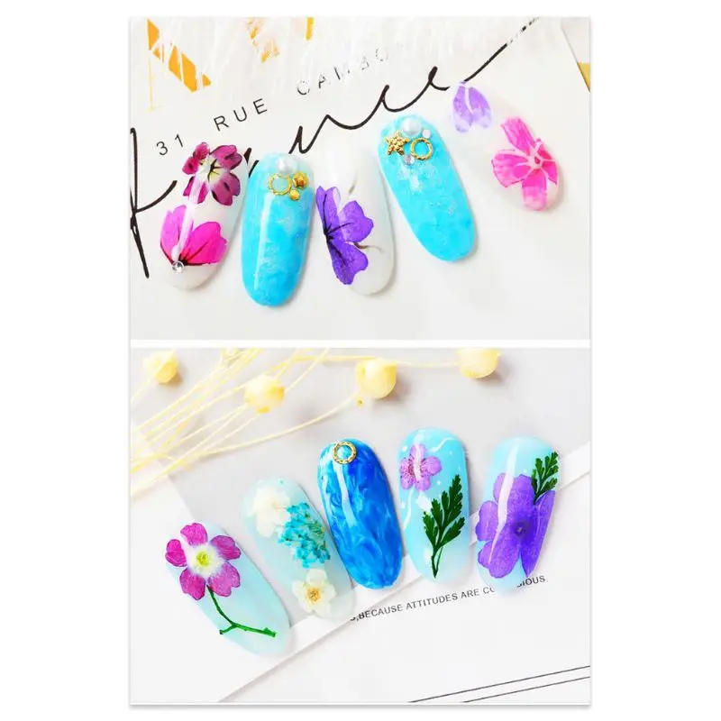 12 Pcs/box Dried Flowers Epoxy Sheet UV Decoration Resin Silicone Mold DIY Jewelry Filler Beauty Nail Accessory