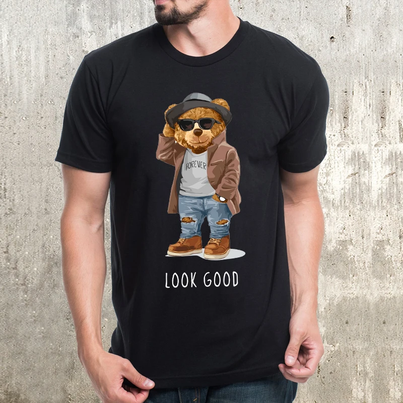 Футболка мужская оверсайз с принтом Мишка Тедди 100% хлопок | Мужская одежда