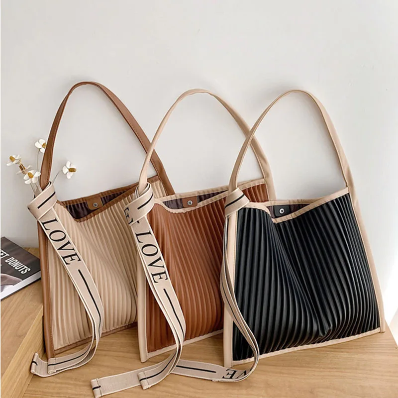 SMOOZA Fashion Women Bags Casual Totes Bag Striped Sofa Leather Shoulder Handbags Wild Ladies Bag Large Capacity Shopper Totes