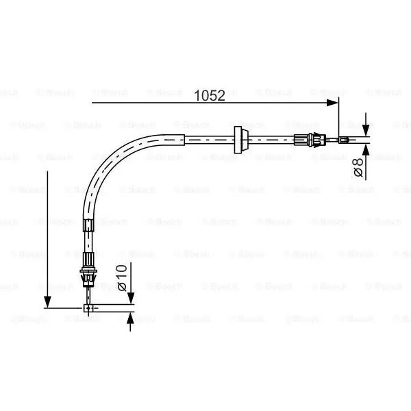 Трос ручного тормоза FORD TRANSIT 00-06 L-1052mm барабан.торм.пе