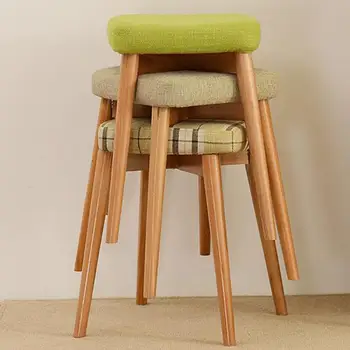 

Creative Small Stool Of Building Blocks Tribe Solid Wooden Dining Stool, Square Stool, Cloth Dressing Stool, Makeup Stool, Woode