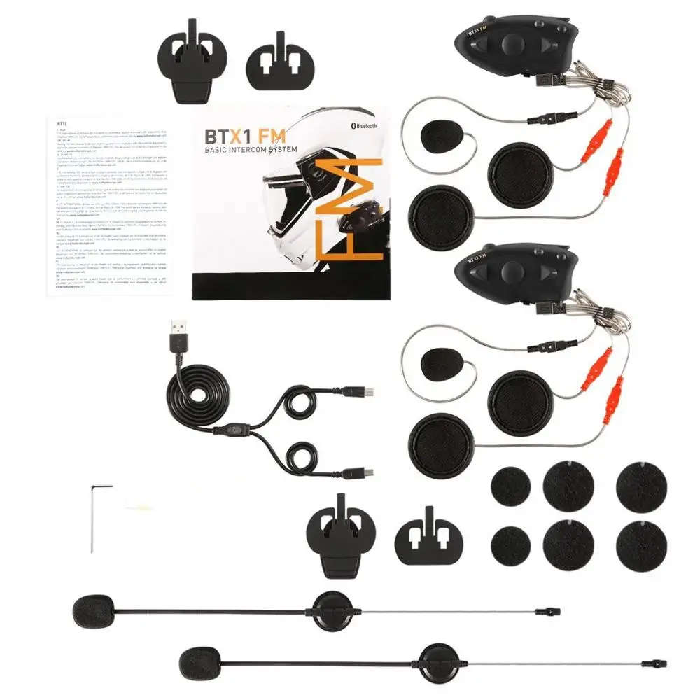

BTX1 FM Black Durable Motorcycle Helmet Headset Intercom Hands-free Interphone FM Rider-to-Passanger Intercom