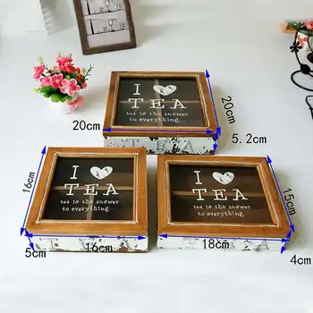 

New 6 Compartment Tea Storage Box Wooden Jewelry Necklace Container White Rustic Vintage Coffee Candy Tea Storage Cases Organize