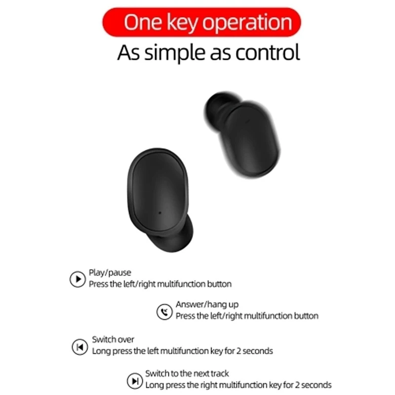 A6S Mini TWS Twins True Wireless In Ear BT5 0 Stereo Earphones Earbuds Sports Headsets with Mic 280MAh Auto Charging Box Black 
