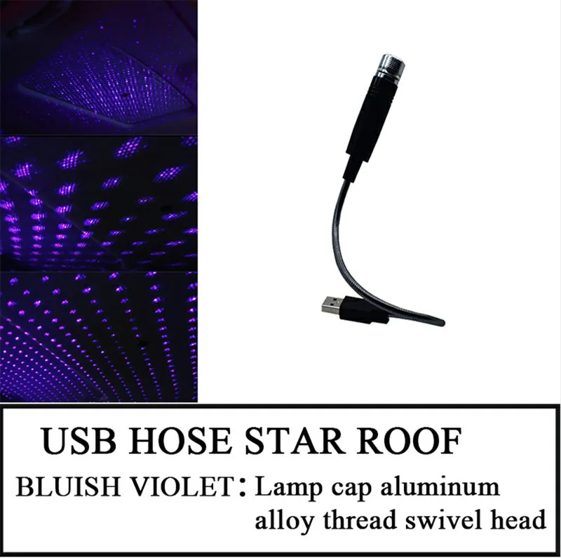 Purple blue Автомобильная декоративная лампа, светодиодный usb-светильник на крышу, Ночной светильник, атмосферный Звездный светильник, проектор, регулируемый светильник, атмосферный светодиодный светильник - Испускаемый цвет: Purple blue