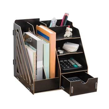

Creative DIY Office Supplies Desktop Organizer Bookshelf A4 Drawer Folder Shelf File Tray Desk Organizer Black
