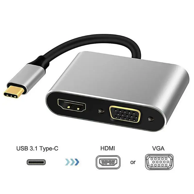 Умелое производство расширение док-станции адаптер Превосходное качество 4 в 1 usb type-C концентратор до 4 к HDMI USB3.0 PD VGA
