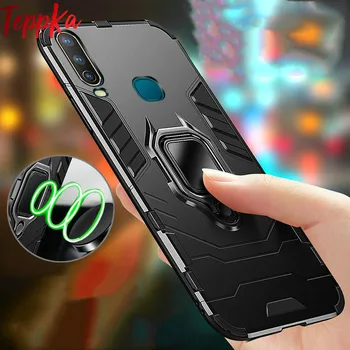 Перейти на Алиэкспресс и купить Противоударный чехол-держатель для VIVO Y11 Y12 Y15 Y17 Y19 2019, Жесткий Чехол из мягкого ТПУ Гибридный чехол для VIVO U10 U3X