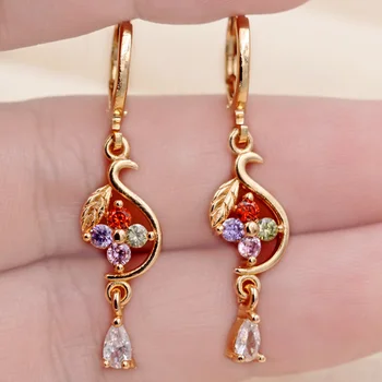 

Bohemian Fashion Dangle drop flower Earrings for Women 's earrings zircon stone Trendy Jewelry for Party Wedding accessories
