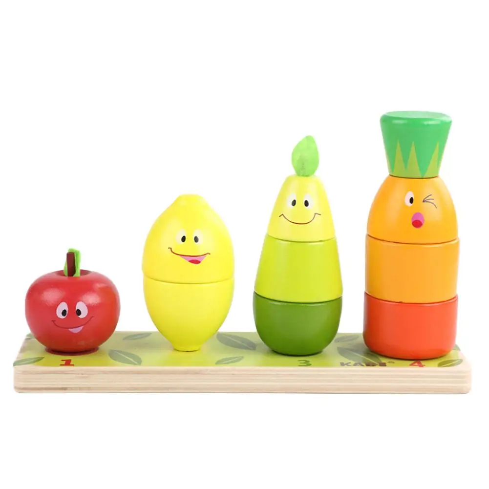 

Clearance Blocks Stacking Games Fruit Pile Tower Toys Wooden Cartoon Puzzle Funny Building Blocks Enlighten Children's Toys