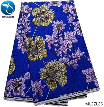 

LIULANZHI african wax fabrics with rhinestones 2019 high quality wax fabric dresses wax fabrics for women 6yards ML2ZL26-ML2ZL30