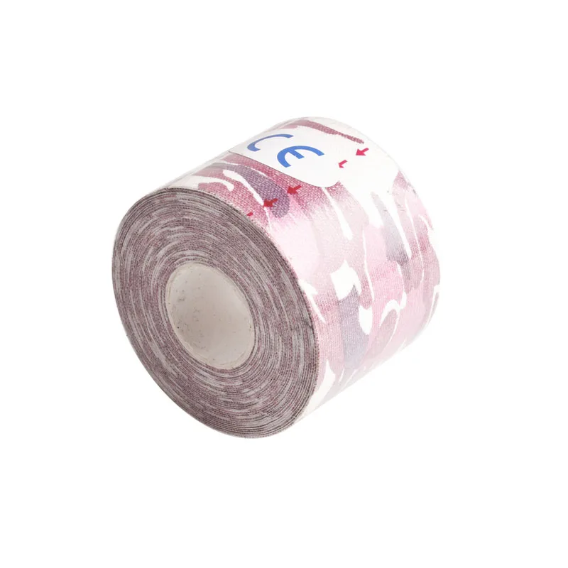 Pink camouflage 5 см* 5 м, водонепроницаемая кинезиологическая лента, рулон, спортивная лента, обвязка, футбол, колено, мышцы, эластичный бинт, фитнес, хлопок - Цвет: Pink camouflage