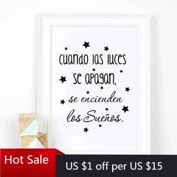 

Spanish Kids Bedroom Art Wall Decor Canvas Painting The Dreams Come On Inspirational Spanish Quote Prints Baby Nursery Room Art