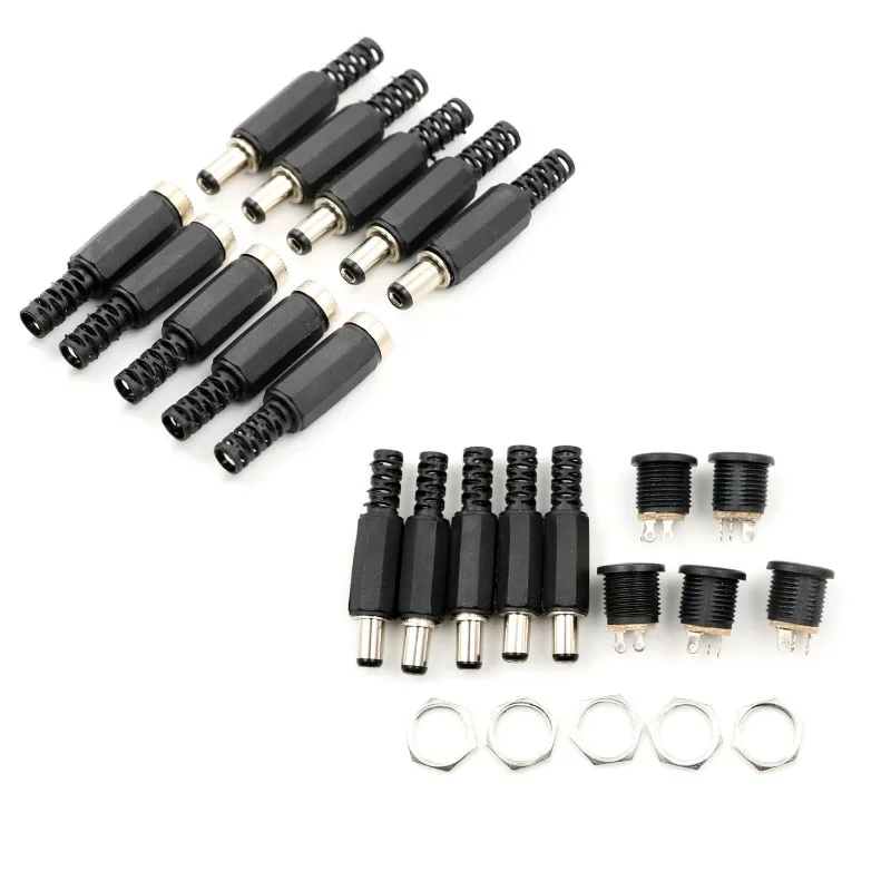 10pcs 12V 3A Plastic Male Plugs + Female Socket Panel Mount Jack DC Power Connector Electrical Supplies