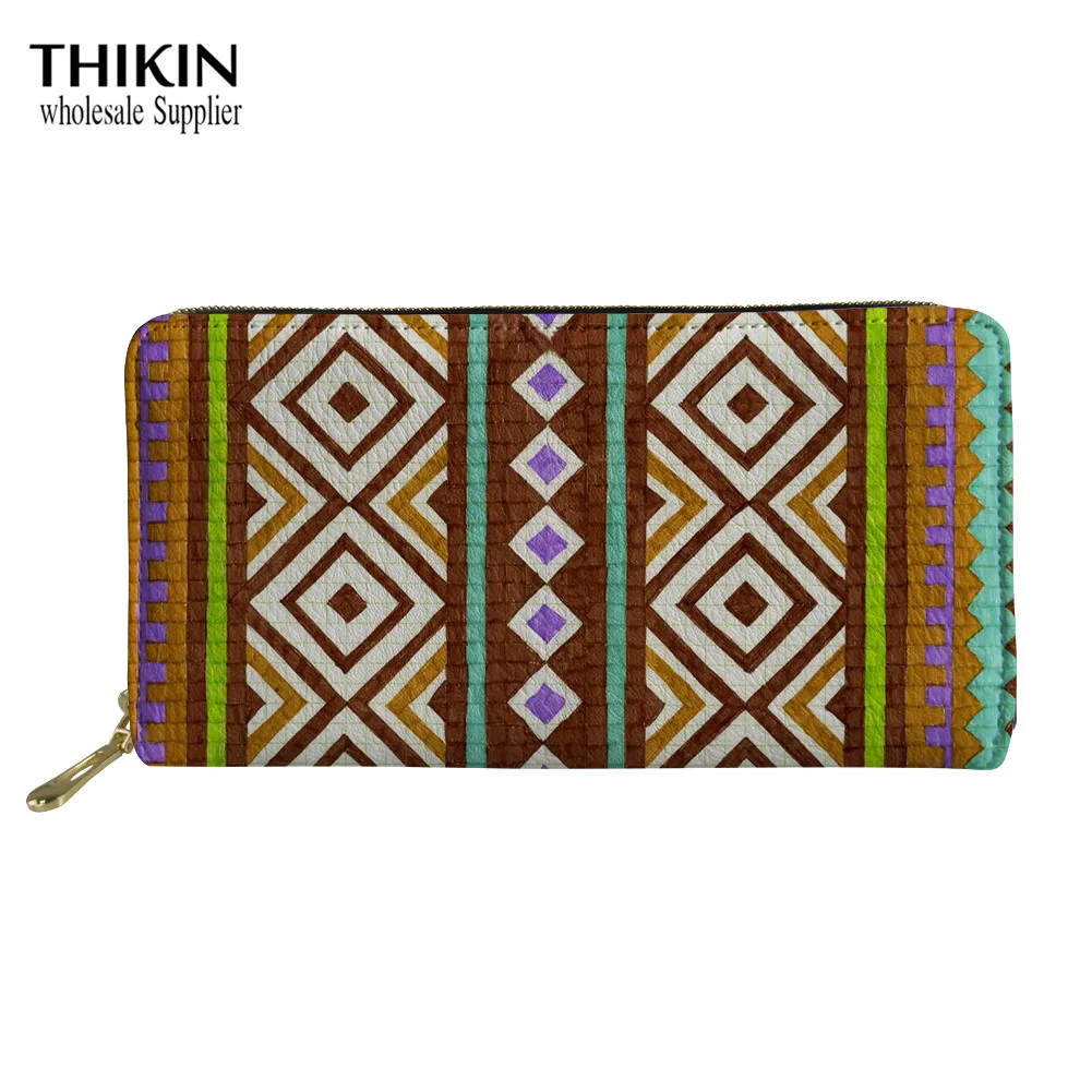 as picture THIKIN Boho стильные длинные кошельки, женский держатель для карт и монет, карман для телефона, лотос, на молнии, вокруг кошелька, сумочка, клатч, кошелек на заказ - Цвет: as picture