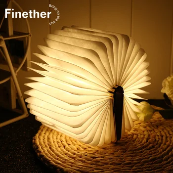 

Innovative LED Foldable Wooden Book Shape Desk Lamp USB Rechargeable Magnetic Foldable Wooden Book Lamp Reading Light Hot Sale
