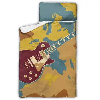 

Electric Guitar Abstract Pattern Nap Mat with Pillow for Toddler Boys and Girls Ideal for Daycare and Preschool