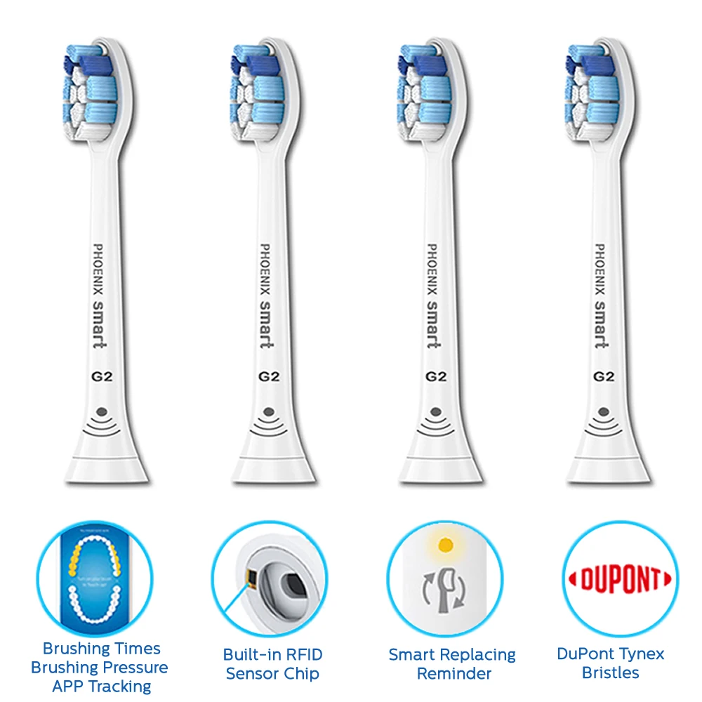 

4pcs G2 WHI Electric Toothbrush Replacement HeadsCompatible for Philips-Sonicare Hx3216/3226Hx6370 Hx9033/9023 GINGIVAL CARE