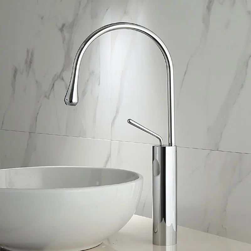 chrome tall Смеситель для раковины черный/белый кран для раковины латунный кран с одной ручкой кухонный кран поворотный кран для раковины воды Новые поступления - Цвет: chrome tall