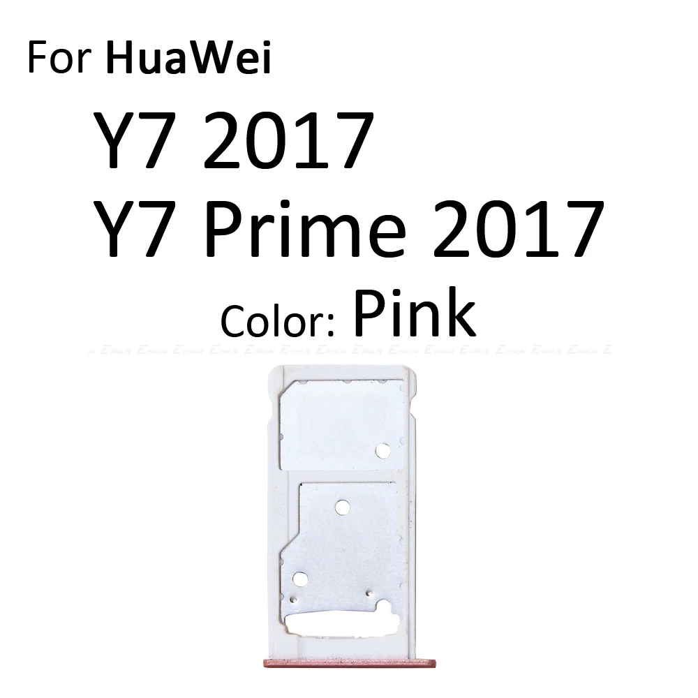 Микро-SD sim-карта слот, разъем для лотка адаптер Коннектор кард-ридера для Huawei Y7 Prime контейнер держатель Запчасти для авто - Цвет: For Y7 2017 Pink