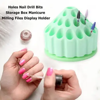 

34 Holes Nail Drill Bits Storage Box Manicure Milling Files Display Holder Nail Art Shelf Container