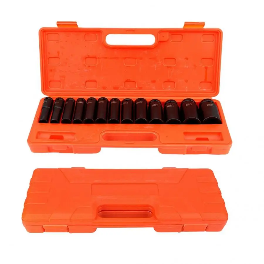 

Overseas DE 13 pcs / Set 1/2 Inch Deep Impact Socket Tool Set 13-32mm for Garage Workshop Car Auto Truck Repair Tools
