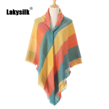 

Autumn Winter Faux Cashmere Scarf Women Fashion Plaid Striped Wild Scarves Summer Air Conditioning Room Siesta Blanket Wraps