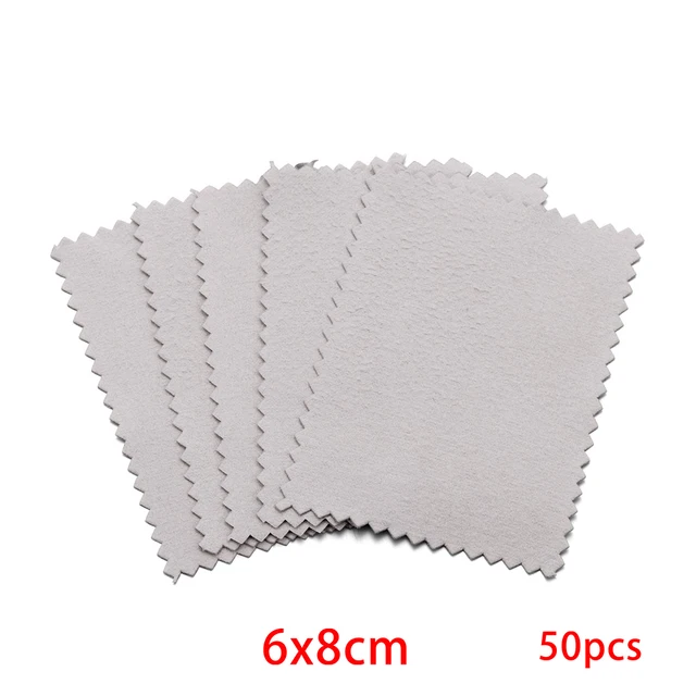 10-50pcs Polish Polishing Cloth Silver Color Cleaning  Polishing Cloth Soft Clean Wipe Wiping Cloth For Silver Gold Jewelry Tool Light Grey 6x8 50Pcs