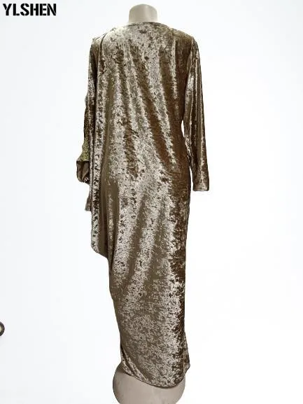 Velvet African Long Maxi Dresses for Women Evening Party Dress Christmas Dashiki Africa Clothes Plus Size Casual Muslim Robe 04 2