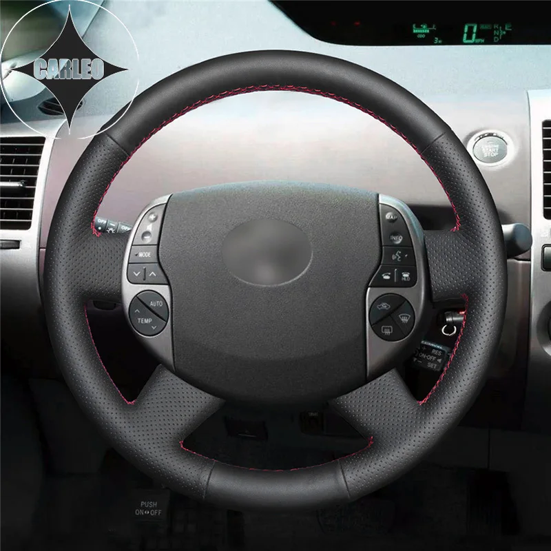 

DIY Car Steering Wheel Cover for Toyota Prius XW20 2003-2009 Raum 2 2003-2011 Genuine Black Leather Stitching Custom Holder