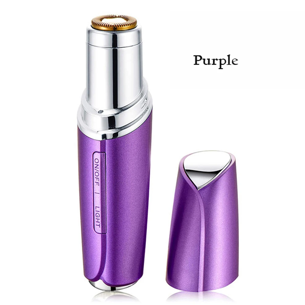 Purple Электрический эпилятор для волос на лице леди бритва мини перезаряжаемая верхняя губа щек удаление волос для ног щек тела подмышек Эпилятор для зон бикини - Цвет: Purple