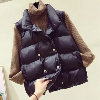 

Winter Waistcoat Sustans Sleeveless Women Vest Coat Stand Collar Autumn Women's Coats 2020 Fashion College Style Casual Outwear