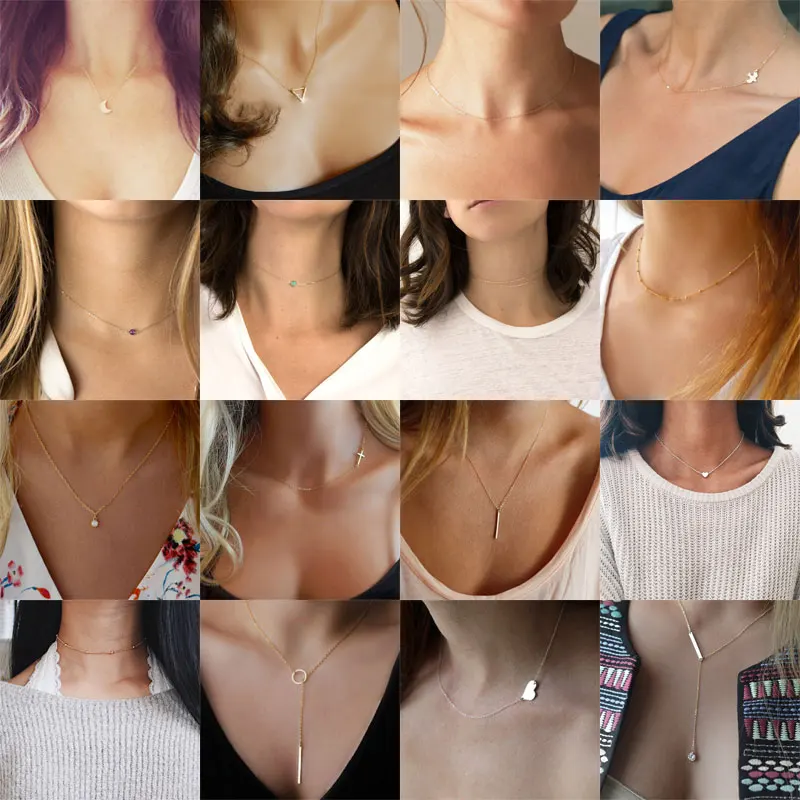 Простой серебряный золотой чокер с крестиком колье для женщин богемная звезда