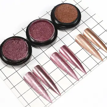 

1pc nail art glitter powder super fine Chameleon laser pigment rose gold champagne DIY 3D manicure shimmer mirror powder BZ165