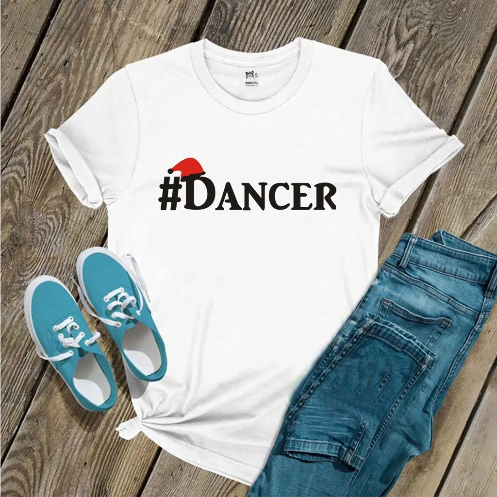 Feitong T-Shirt s, мужские вечерние повседневные футболки с надписью DANSER, Рождественская футболка с круглым вырезом и коротким рукавом, футболка, Мужская футболка