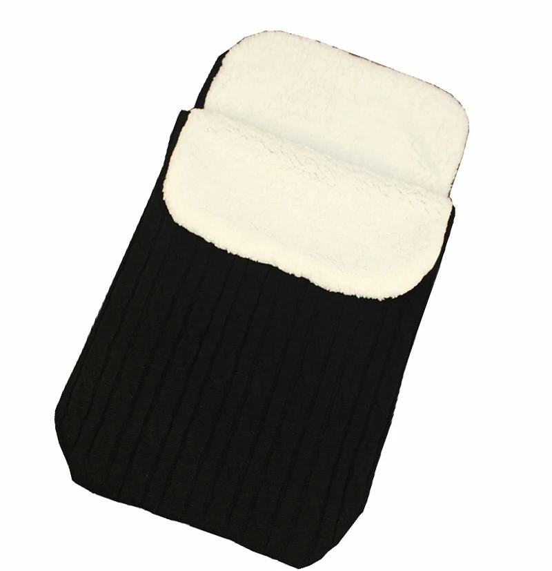 Детские спальные мешки, конверт, зимняя теплая муфта для ног, одеяло для малышей, шерстяное спальное одеяло, вязаная Пеленка на кнопках, накидка для пеленания, накидка для коляски - Цвет: DR3637-Black