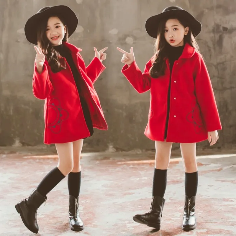 Beste Meisjes Kleding Herfst en Winter 2019 Nieuwe Kinderen Fashion Cartoon Dikke Warme en Medium Lange Wollen Jas Jassen 4  12 jaar