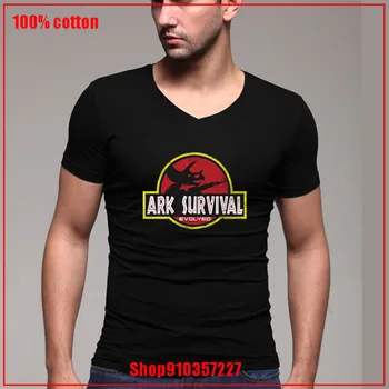 

2020 V-neck Latest popularity Ark Survival Evolved Father's Day Gift 180 gsm Combed Cotton Anti-Wrinkle Cotton Pop Homme Top Tee