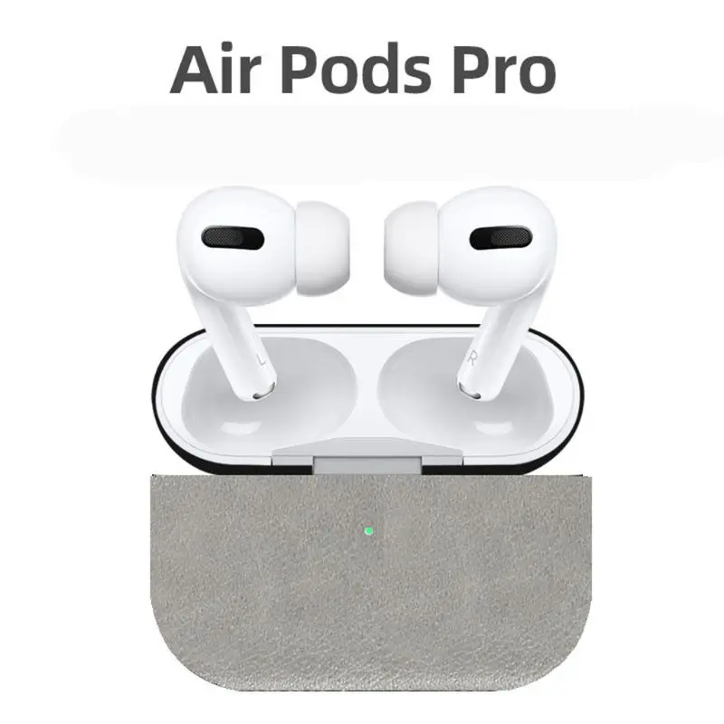 Серый Для AirPods Pro из искусственной кожи чехол EarPod зарядка коробка анти-падение защитный чехол H37E - Цвет: Серый