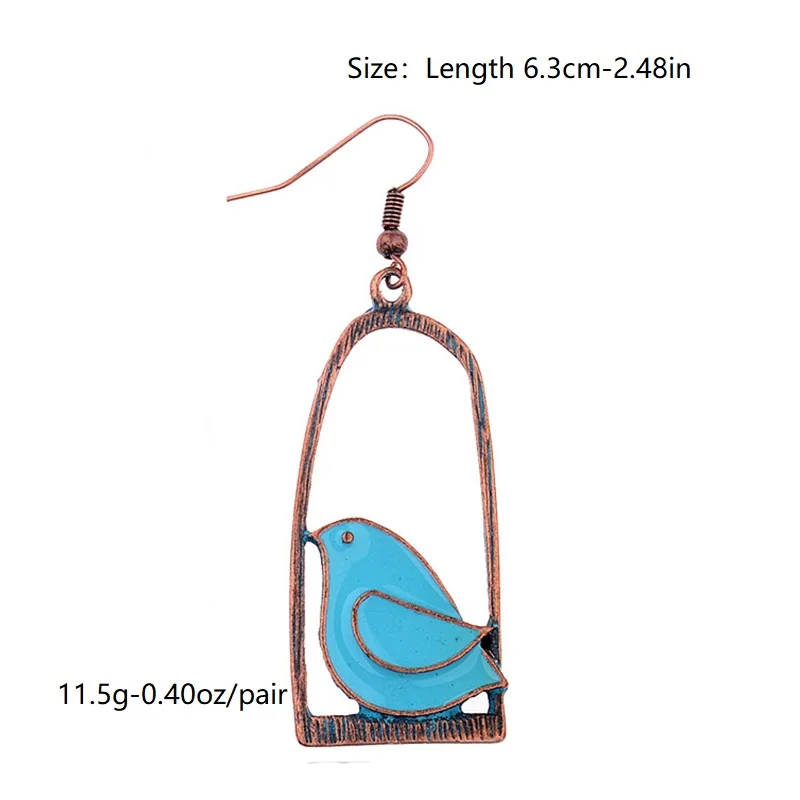 CARTER LISA уникальный дизайн синяя птица в клетке животное висячие серьги женские металлические бронзовые серьги в стиле «хиппи» вечерние подарки серьги ювелирные изделия