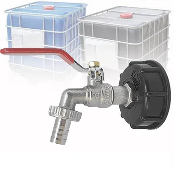 

S60X6 Water Tank Tap Fuel Adapter With 1/2" Hose Connector Oil Fine Flow Thread Snap On IBC Garden Brass Assembled