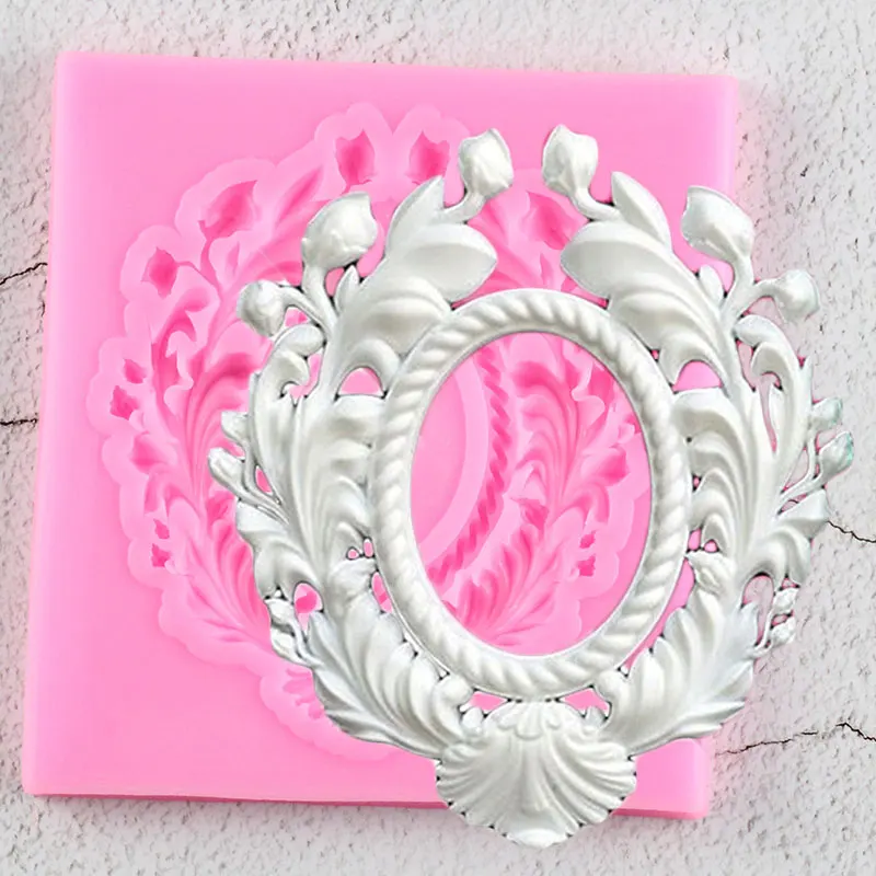 

3D Frame Border Silicone Molds Garland Leaves Cupcake Topper Fondant Cake Decorating Tools Candy Clay Chocolate Gumpaste Moulds