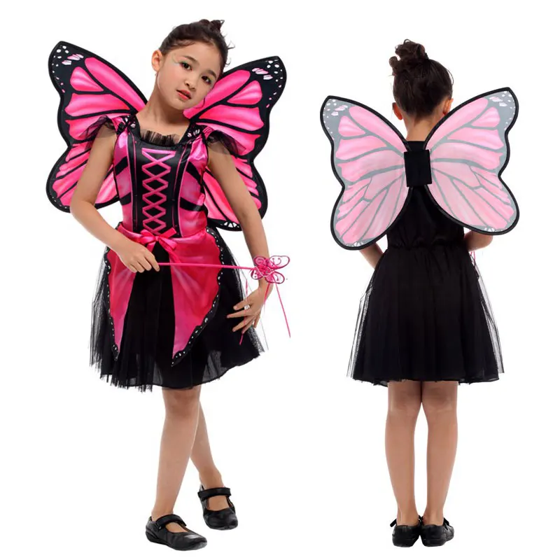 Umorden Ladybug Butterfly Fairy Costumes Girls Kids Forest Woodland Green Elf Costume Cosplay Fantasia Dress for Girl