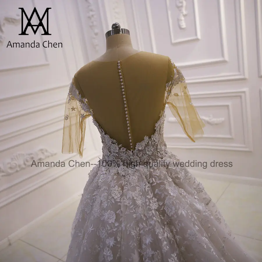 Robe de mariee sirene кружевное свадебное платье со съемным шлейфом с короткими рукавами