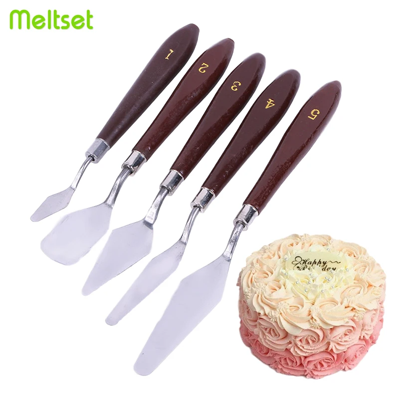 5Pcs Stainless Steel Spatula Cake Decorating Tools For Fondant Cream Mixing Craper Blade Oil Painting Shovel Knife Art Craft