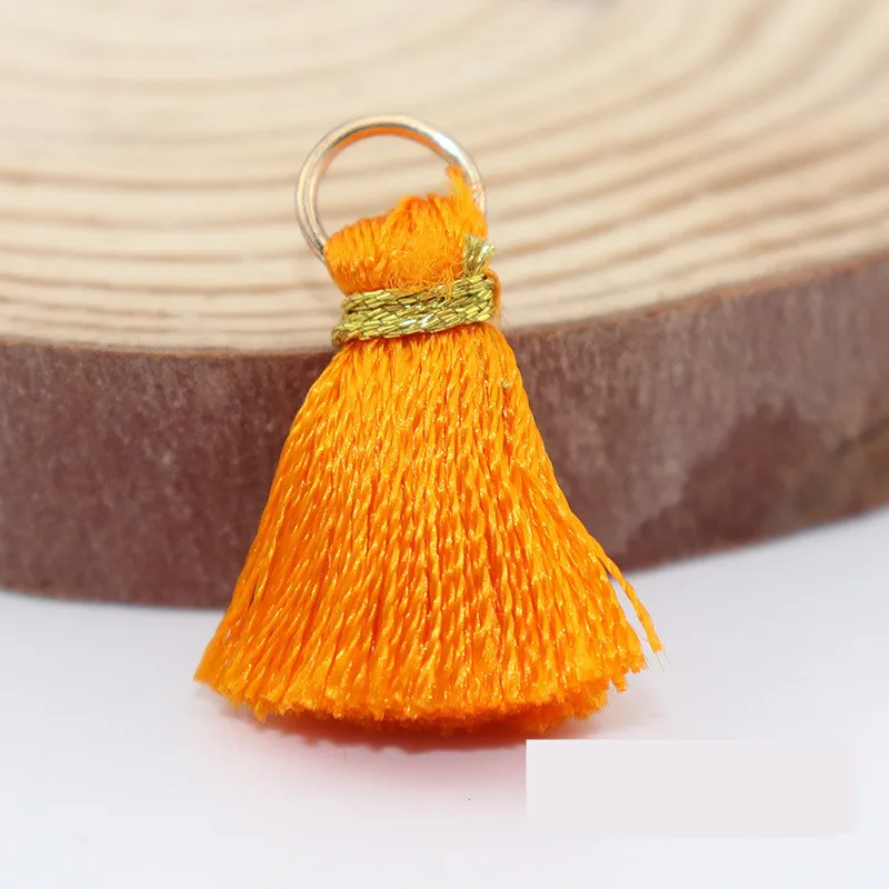 Orange tassels 20 шт. висячие кольца золотая нить бахрома подвеска «сделай сам» ремесла маленькие шелковые кисточки отделка одежды шторы серьги украшения - Цвет: Orange tassels